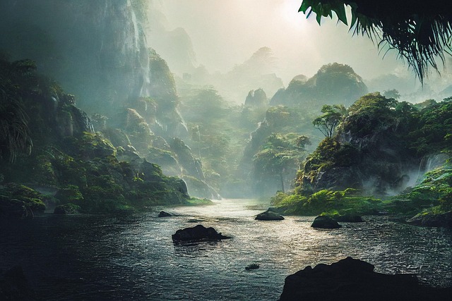 Free ai generated mountains trees illustration