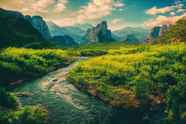 Free ai generated mountains trees illustration