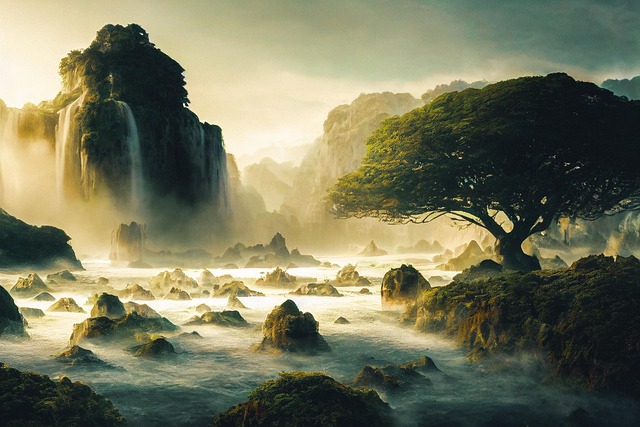 Free ai generated mountains trees illustration