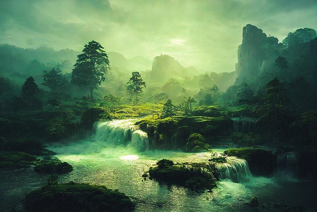 Free ai generated mountains trees illustration