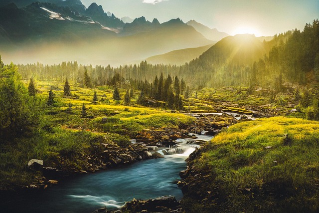 Free ai generated mountains trees illustration