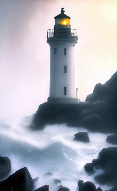 Free ai generated lighthouse waves illustration