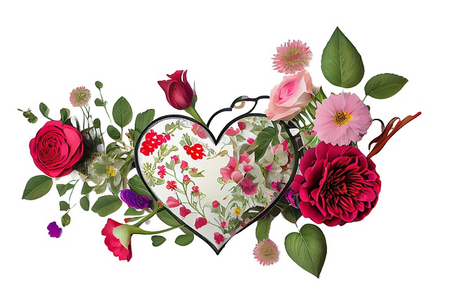 Free heart love flowers illustration