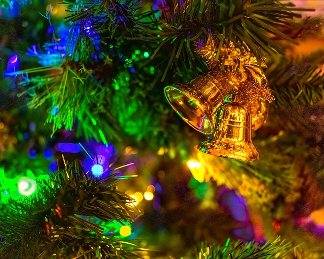 Natal, Sinos, Decorações, Árvore, Luzes