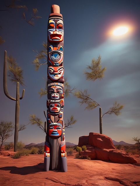 Download free HD stock image of Generated Totem Free generated totem carved mast illustration
