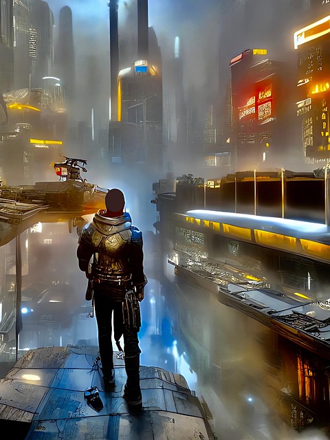 Free cyberpunk neon urban illustration