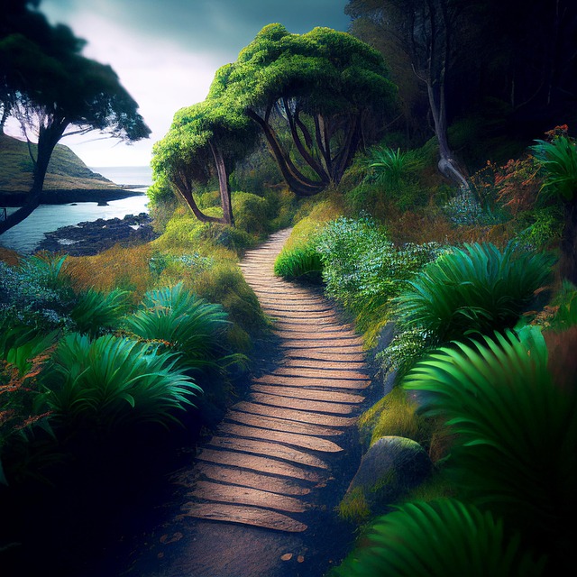 Free ai generated island path illustration