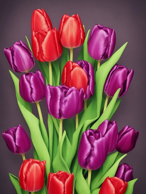 Tulpen, Farbige Tulpen, Blumen, Natur