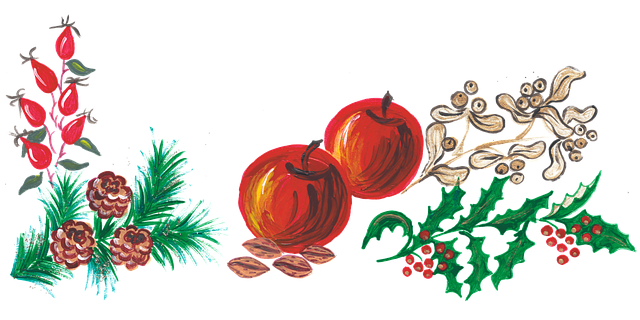 Free christmas apples holly vector