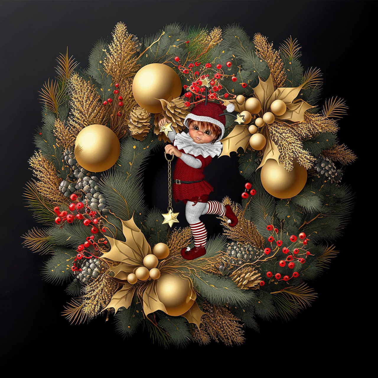 Download Wreath Christmas Elf Royalty Free Stock Illustration Image