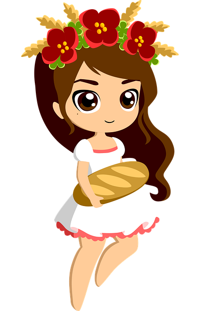 Free woman girl bread illustration