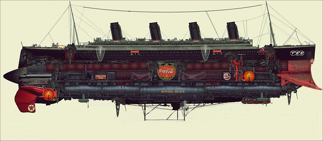 Free airship steampunk fantasy illustration