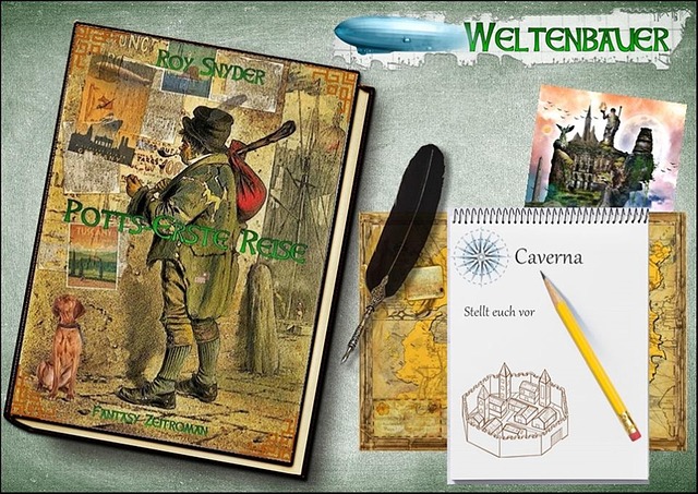 Free steampunk book pencil illustration