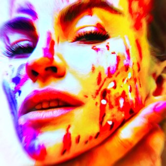 Ansigt, Makeup, Faceart, Rød, Læber