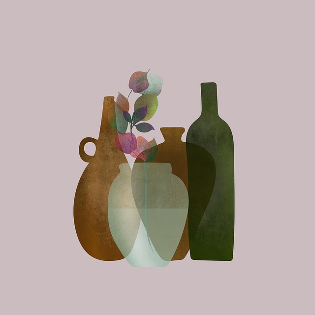 Potten, Flessen, Planten, Boho Kunst