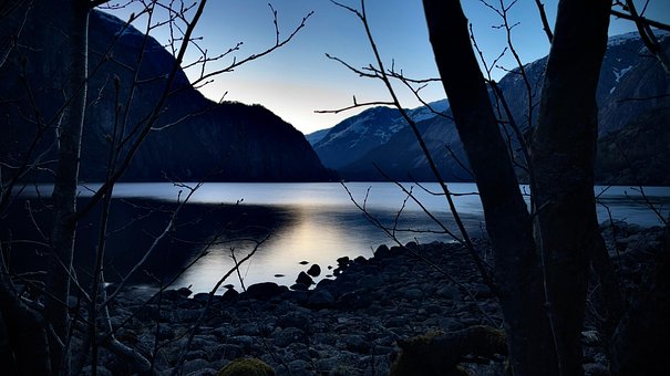 Norwegen, Europa, Sonnenuntergang, Berge