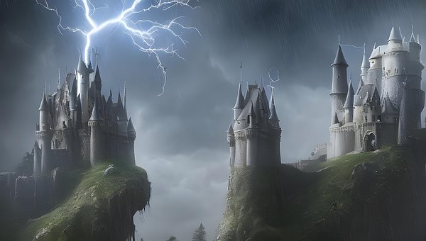 Bliksem, Storm, Kasteel, Fantasie