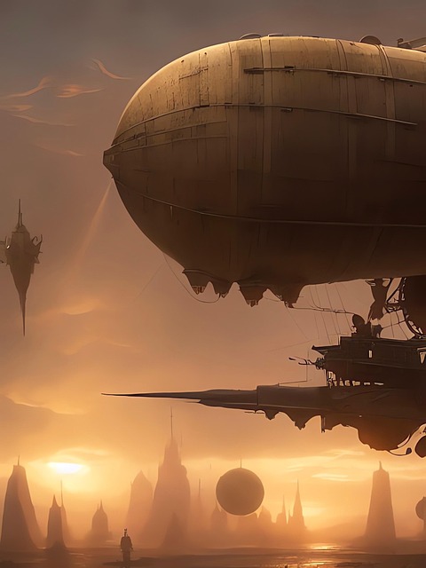 Free steampunk airship zeppelin illustration