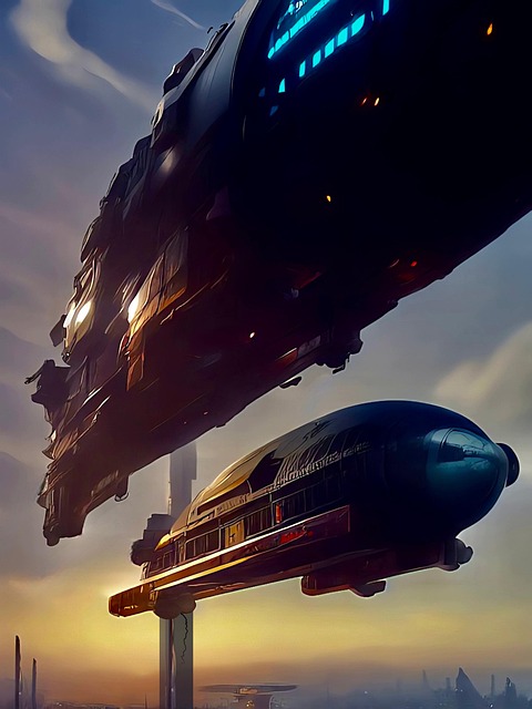 Free steampunk airship spaceship illustration
