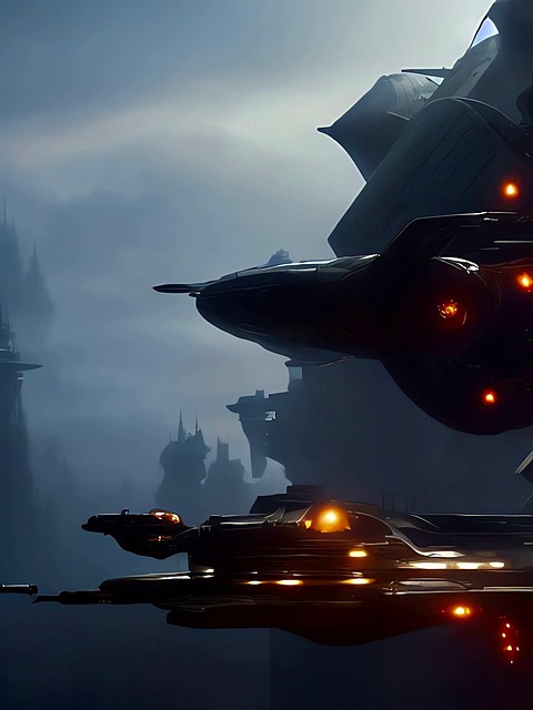 Free spaceship airship space station illustration