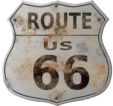 Straßenschild, Route 66, Americana
