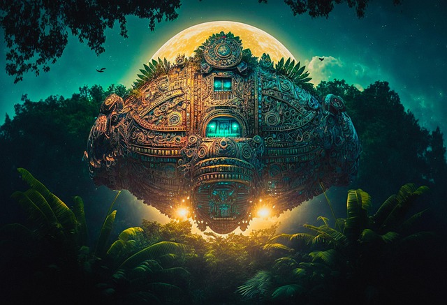 Free alien ship antique illustration
