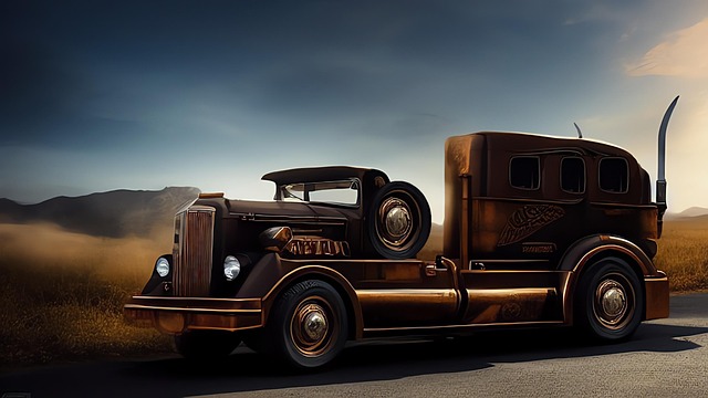 Free steampunk cyberpunk truck illustration