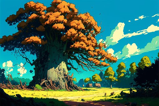 Anime, Skog, Natur, Trær, Himmel