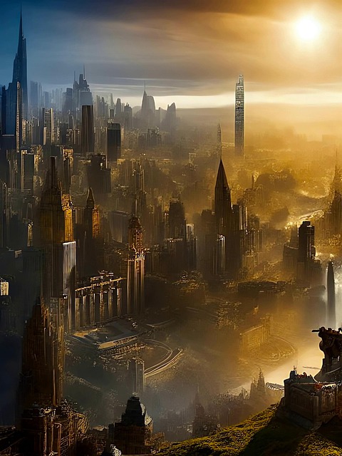Free steampunk city urban illustration