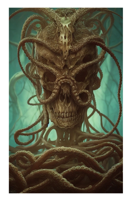 Free skeleton tentacles monster illustration