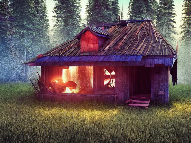Free generated cabin trapper's cabin illustration