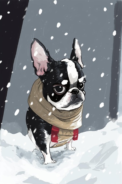 Free dog boston terrier illustration