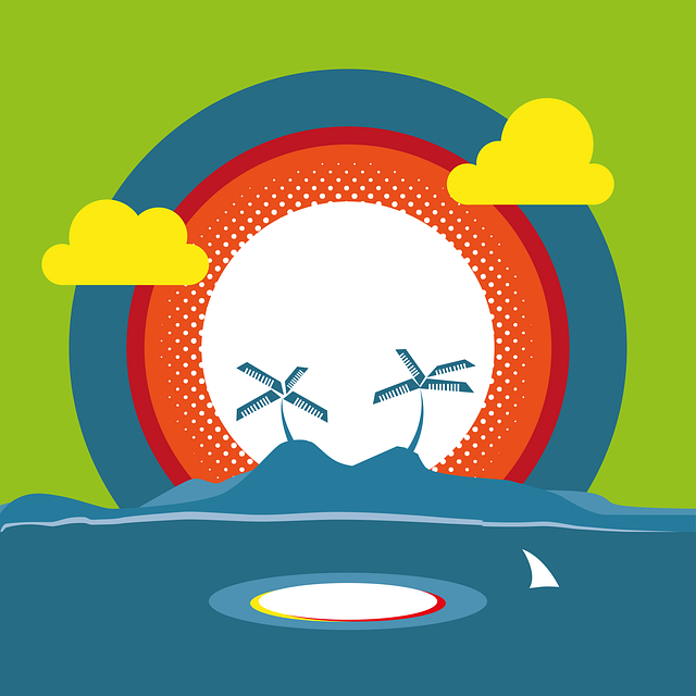 Free island palm trees sea vector