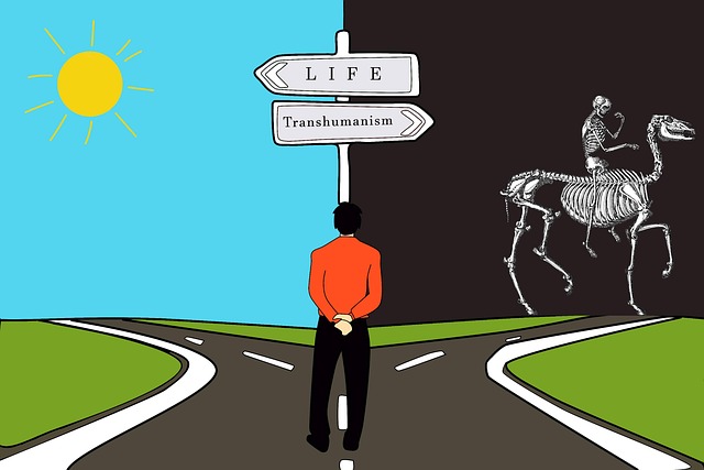 Free transhumanism life road illustration