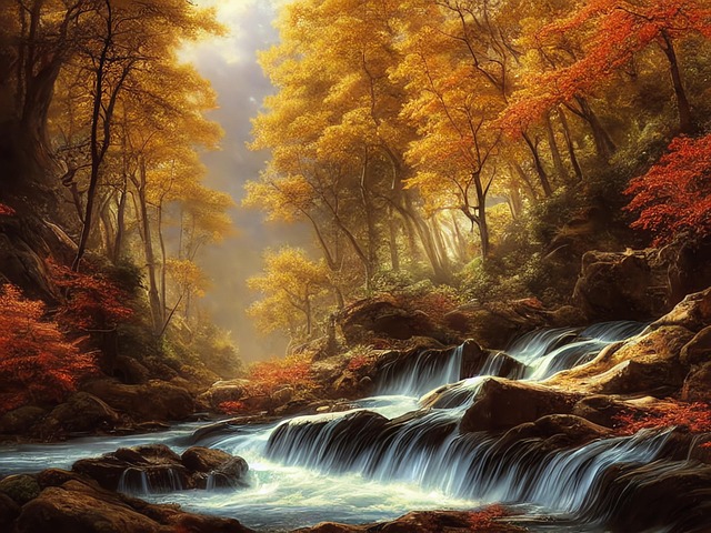 Free generated landscape stream illustration