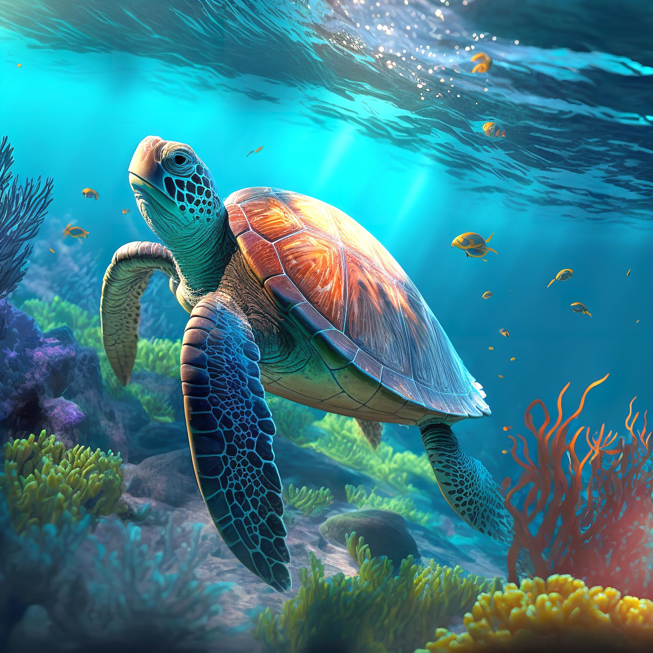 Coral Reef Sea Turtle