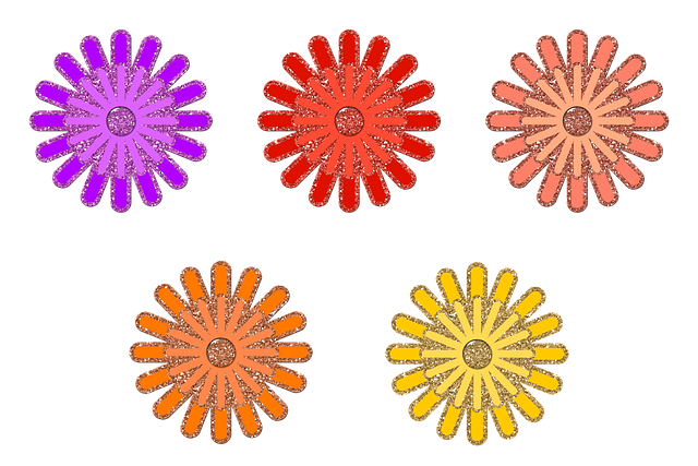 Free flower glitter warm colors illustration