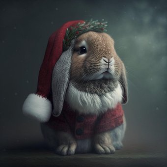Conejo, Papa Noel, Navidad, Linda