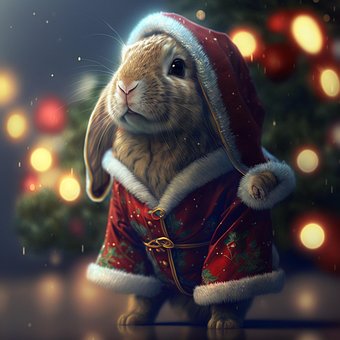 Conejo, Papa Noel, Navidad, Linda