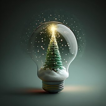 Árbol, Bombilla, Nieve, Navidad, Luces
