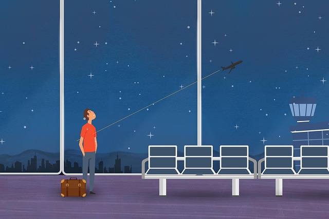 Free man airport plane illustration