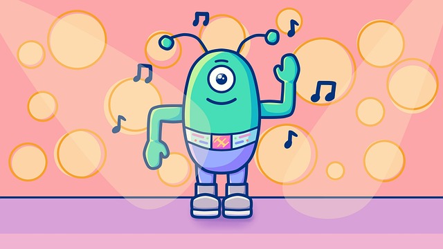Free alien dance musical notes illustration
