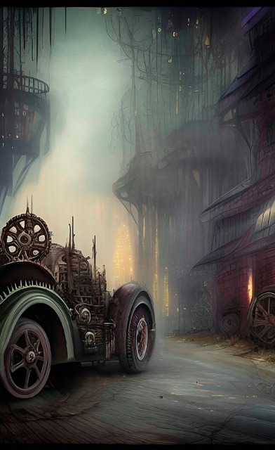 Free ai generated gears steampunk illustration