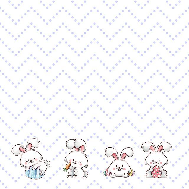 Free scrapbook blue rabbit illustration