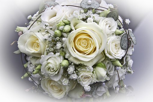 Brudebuket, Blomst, Roser, Hvide Roser