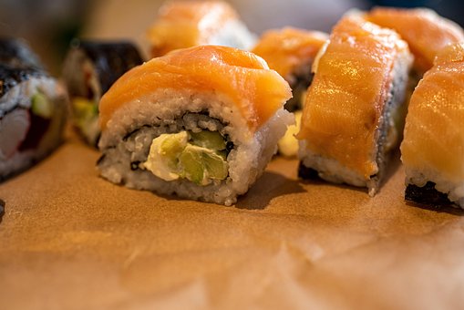 Sushi, Fisk, Japansk, Avocado, Laks