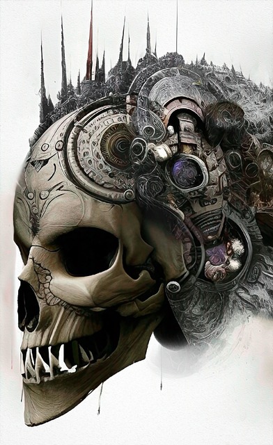 Free ai generated archaic skull illustration