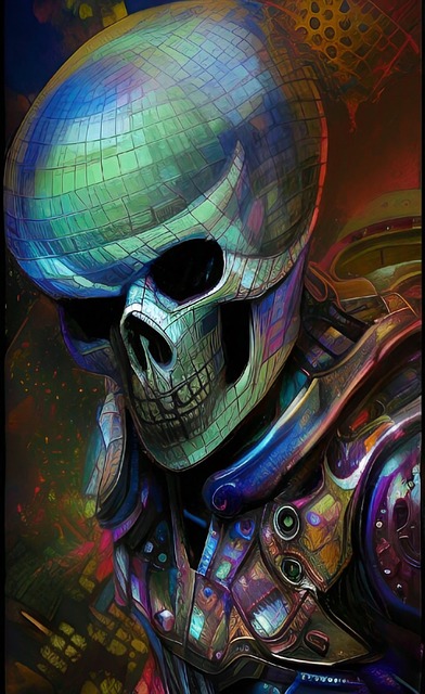Free ai generated skull archaic illustration