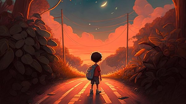 Free Boy Moon illustration and picture