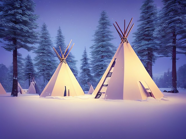Free ai generated winter teepees illustration
